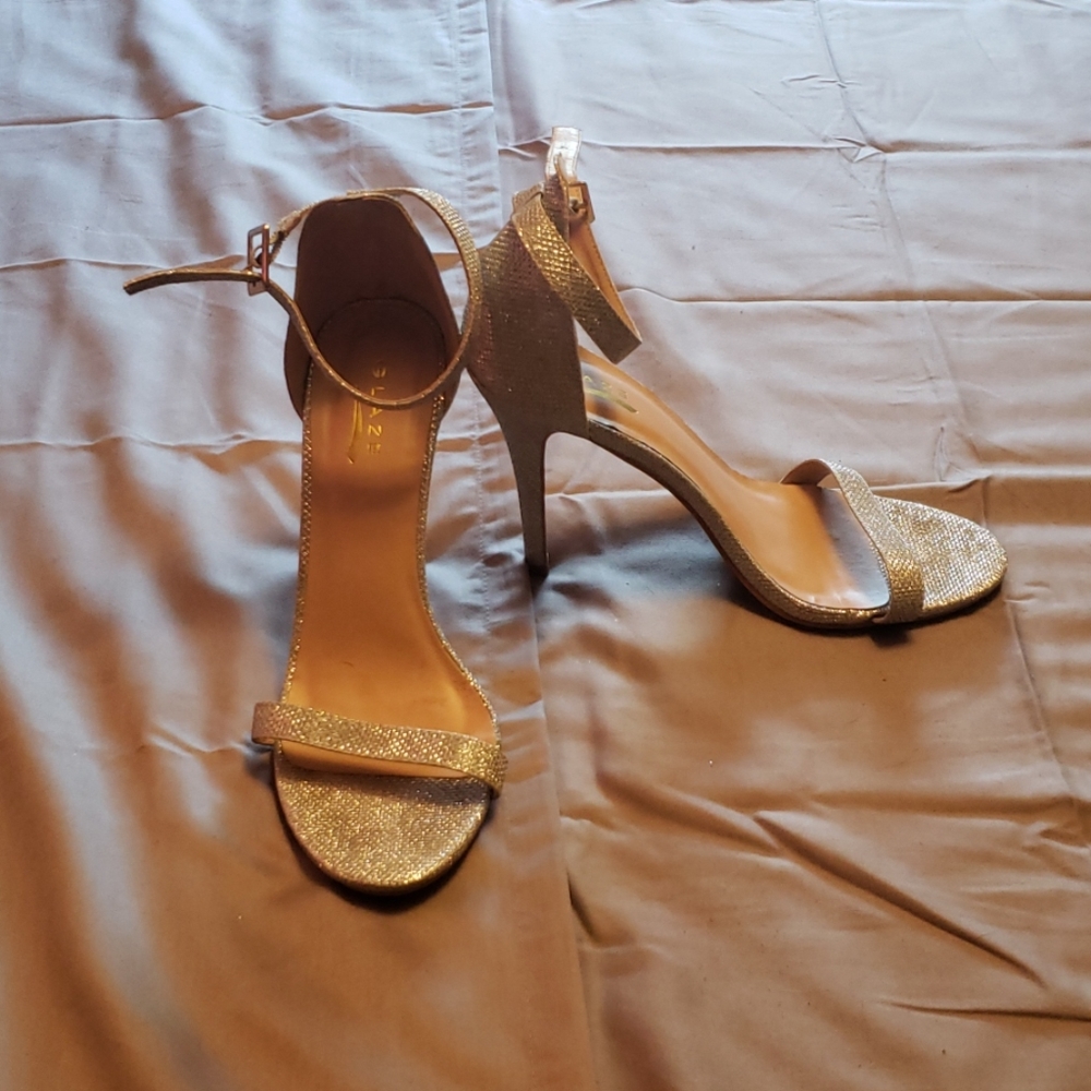 Silver high heel ankle strap sandals by glaz 10